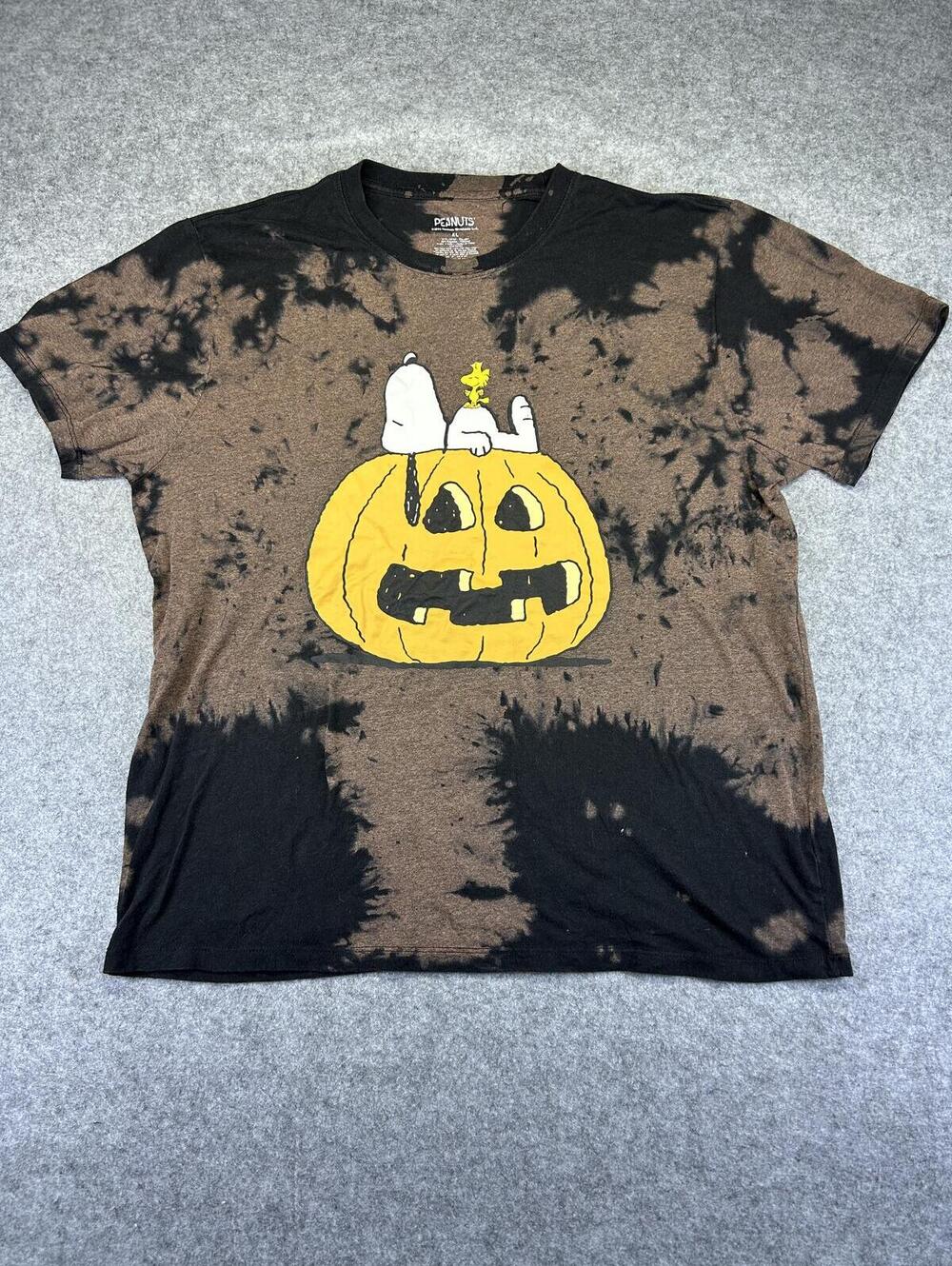 Peanuts Tie-Dye Snoopy Pumpkin Halloween T-Shirt 2024 Mens XL